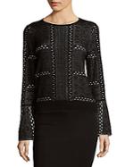 Saks Fifth Avenue Black Bell Sleeve Pullover Top