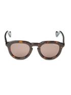 Moncler 48mm Faux Tortoiseshell Round Sunglasses