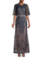 Js Collections Embroidered Flutter Sleeve Gown