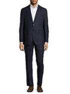 Saks Fifth Avenue Made In Italy Melange Modern Fit Checked Wool Suit