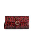 Valentino By Mario Valentino Mabelle Animalier Leopard Leather Clutch Shoulder Bag