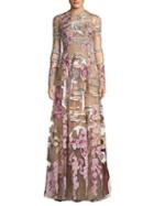 Valentino Long-sleeve Patch Gown