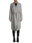 Bcbgmaxazria Fringe-trim Plaid Wool-blend Belted Coat