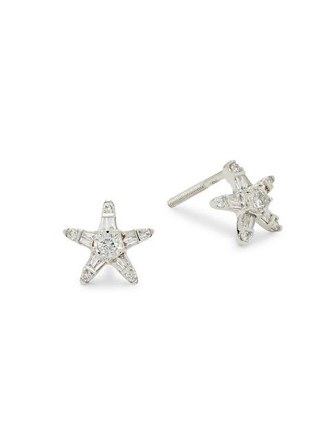 Saks Fifth Avenue 14k White Gold & Diamond Star Stud Earrings