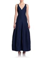 Halston Heritage Faille V-neck Dropped-waist Gown