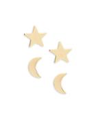 Saks Fifth Avenue 14k Gold Star & Moon Stud Earring Set
