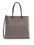 Moschino Logo Embossed Leather Tote