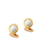 Zegna Yellow Goldtone-plated Sterling Silver & Mother-of-pearl Rotating Centennial Seal Cufflinks