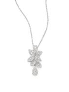 Effy Diamond And 14k White Gold Floral Pendant Necklace