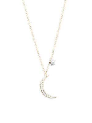 Danni Diamond And 14k Yellow Gold Moon Star Pendant Necklace