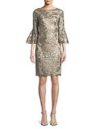 Calvin Klein Sequined Floral Bell-sleeve Sheath Dress