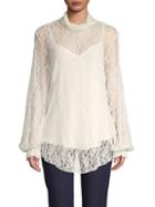 See By Chlo Floral Mesh Lace Blouse