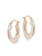 Sphera Milano 14k Yellow And White Gold Twisted Hoop Earrings