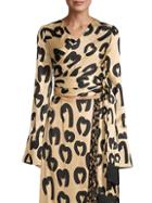 Mother Of Pearl Alena Animal-print Cropped Wrap Blouse