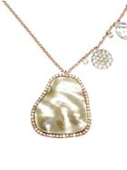 Meira T Rose Gold Mother Of Pearl Necklace & Diamonds Necklace