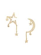 Eye Candy La Luxe Star Crescent Moon Goldtone & Crystal Earrings
