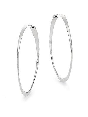 Saks Fifth Avenue Sterling Silver Hammered Hoop Earrings/1.5