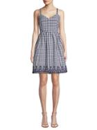 Draper James Embroidered Gingham A-line Dress