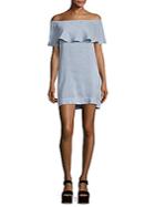 7 For All Mankind Chambray Off-the-shoulder Dress