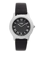 Fendi Stainless Steel & Leather Round Analog Watch