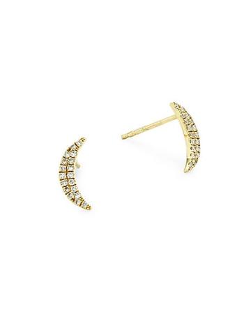 Casa Reale 14k Yellow Gold & Diamond Crescent Moon Earrings