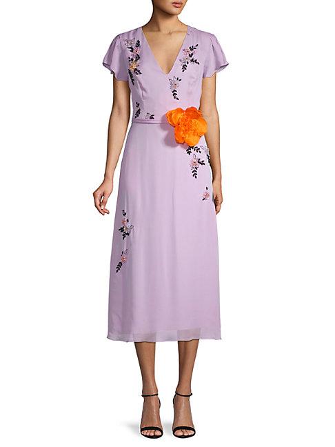 Carolina Herrera Embellished Silk Midi Dress