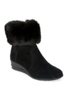 Anne Klein Sport Suede And Faux Fur-trimmed Booties