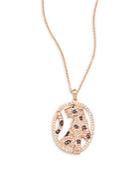 Effy Diamond Emerald & 14k Rose Gold Panther Pendant Necklace
