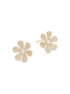 Saks Fifth Avenue 14k Yellow Gold & Diamond Flower Stud Earrings