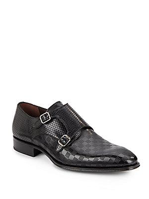 Mezlan Perforated Leather Monk-strap Shoes