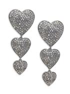 Saks Fifth Avenue Rhodium-plated Sterling Silver & Diamond Drop Earrings