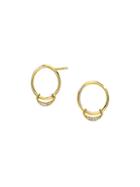 Adriana Orsini 14k Goldtone & Diamond Crescent Hoop Earrings