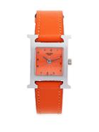 Herm S Vintage Orange Stainless H Hour Watch