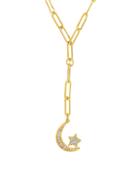 Sterling Forever Moon & Star 14k Goldplated & Cubic Zirconia Pendant Necklace