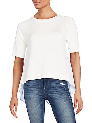 French Connection Solid Ribbed Roundneck Top