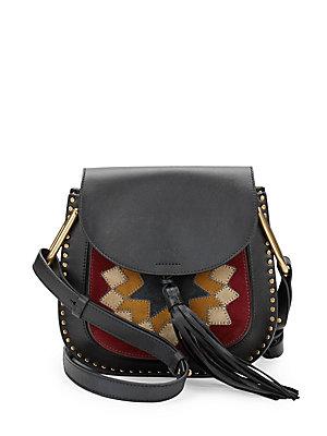 Chlo Drew Small Patchwork Suede & Leather Saddle Crossbody Bag