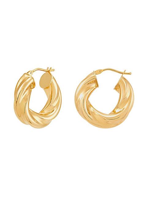 Saks Fifth Avenue Made In Italy 14k Yellow Gold Round Twist Hoop Earrings
