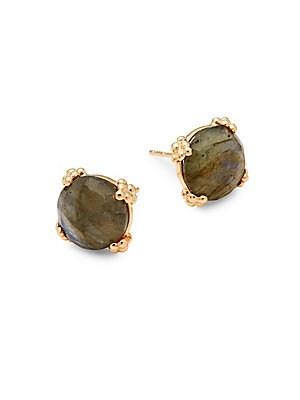Anzie Labradorite And 14k Gold Stud Earrings