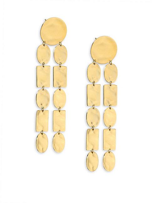 Ippolita Senso&trade; 18k Yellow Gold Oval & Rectangle Long Double Linear Earrings