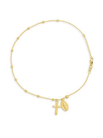 Midas Chain 14k Yellow Gold Virgin Mary & Cross Anklet