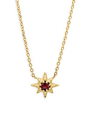 Anzie Pink Tourmaline And 14k Gold Starburst Pendant Necklace