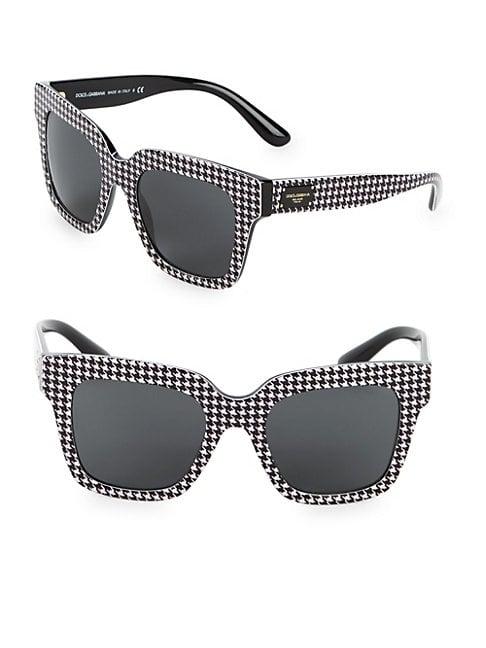 Dolce & Gabbana 51mm Houndstooth Square Sunglasses