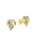 Meira T 14k Two-tone Gold & Diamond Leaf Stud Earrings