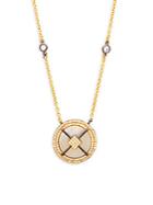 Freida Rothman Crystal And Sterling Silver Round Pendant Necklace