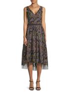 Js Collections Metallic Floral Lace Fit-and-flare Dress