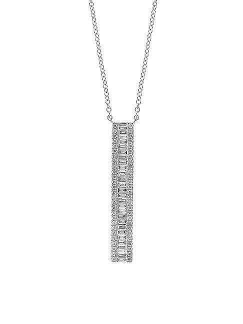 Effy 14k White Gold & Diamond Bar Necklace