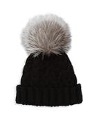 Adrienne Landau Cable-knit Fox Fur Hat