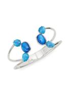 Ippolita 925 Rock Candy Sterling Silver & Mother-of-pearl & Clear Quartz Doublet Cuff Bracelet