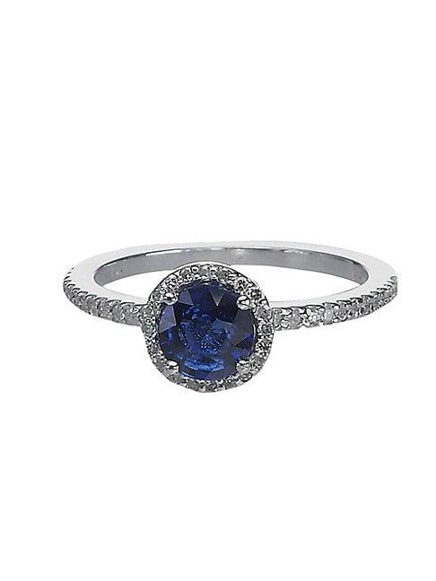 Effy 14k Sapphire And Diamond Ring In White Gold