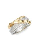 Effy Two-tone 14k Gold & Diamond Crossover Ring